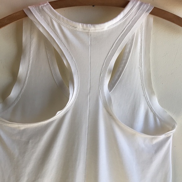 All Saints sz 4 tank white knit with sheer silk raw edge trim at neck hem arm op - Picture 6 of 8